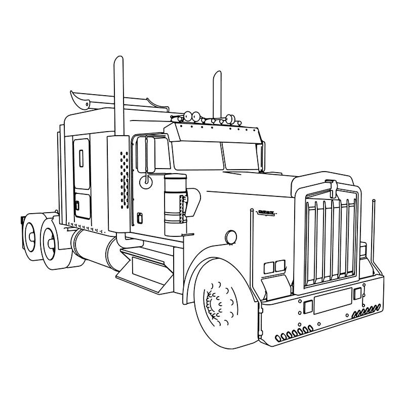 Truck Coloring Line Art Vector