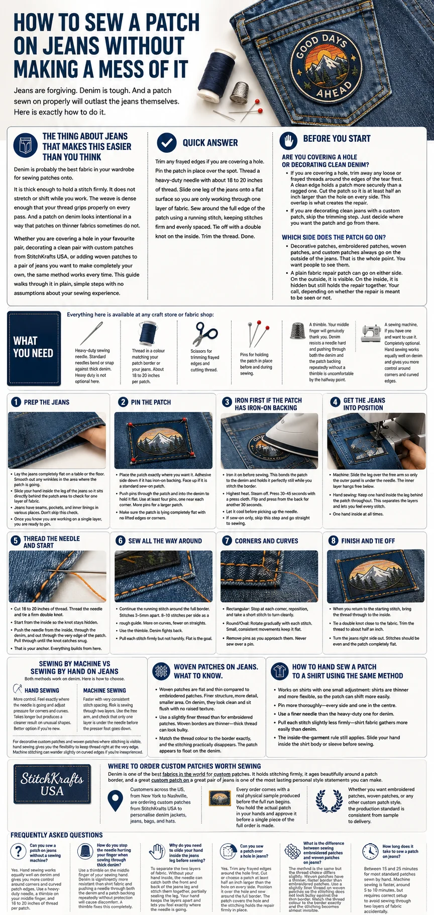How to Sew a Patch on Jeans Without Making Mess